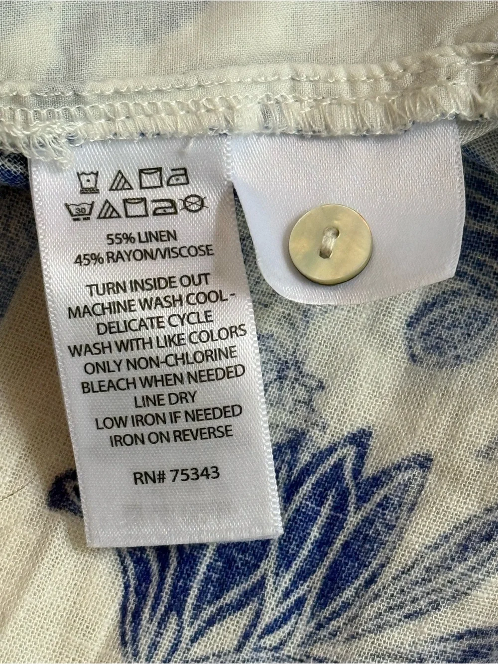 Joie Blue White Linen Blend Floral Button Front Shirt Dress Medium - Picture 8 of 8